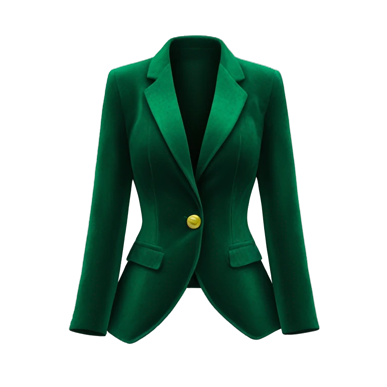 Realistic isolated side view of an open emerald green velvet feminine fashion blazer jacket. emoji