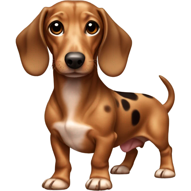 cute dachshund light brown with big dark brown spots showing full body emoji