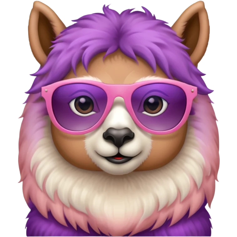 gradient purple color peach pink white cute eyes lama sun glasses emoji