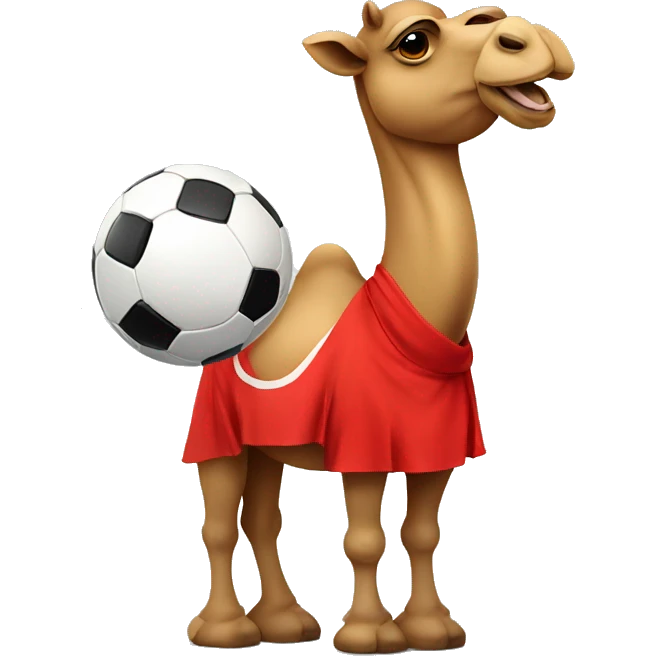 Camel wearing a red shirt with soccer ball emoji