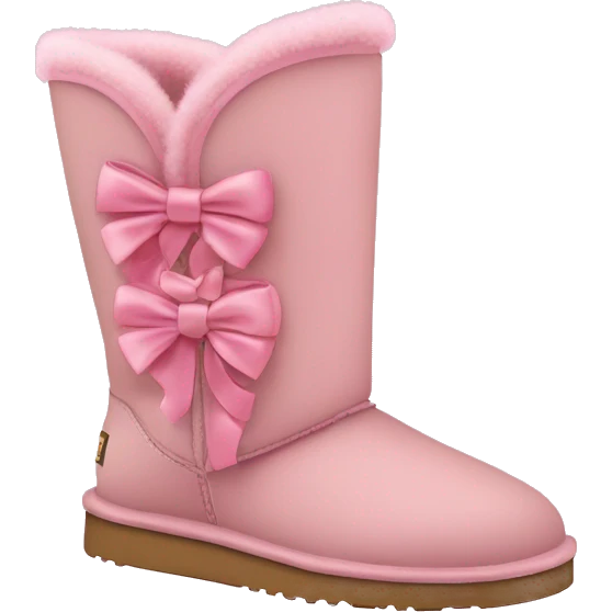 ugg boots with 3 bows top bow being pink middle bow being light pink and bottom bow being light light pink emoji
