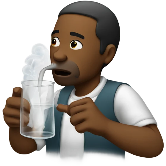 black man inhaling smoke from an empty beaker emoji