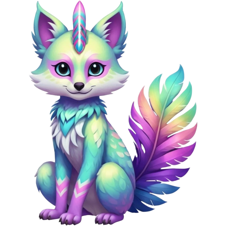 Colorful dark tropical feathery tribal pale light fruity pastel white glorious iridescent divine exotic cute cool beautiful beautiful fantasy-caracal-civet-genet-sergal-vernid-Gryphon-Cacomistle-Trico-oncilla-animal-Fakémon-hybrid-fursona (full body) emoji