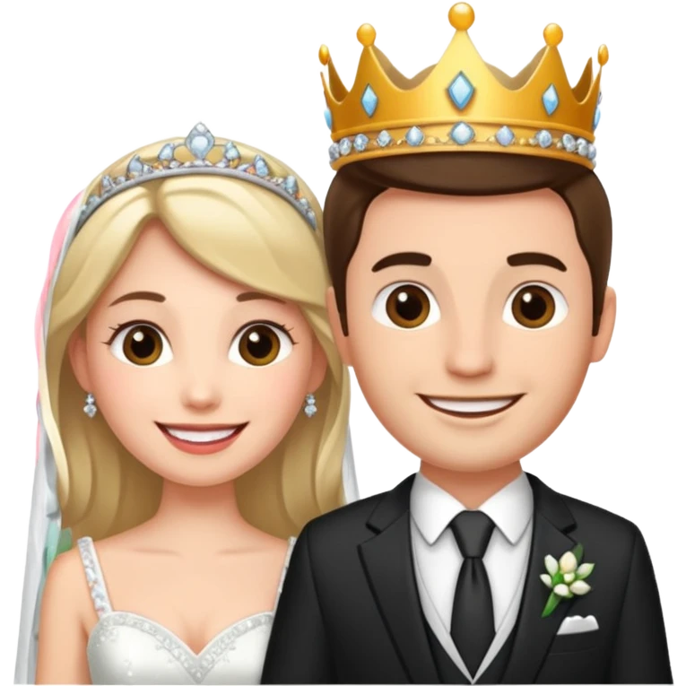 Bride worn tiyara and suited man anniversary emoji