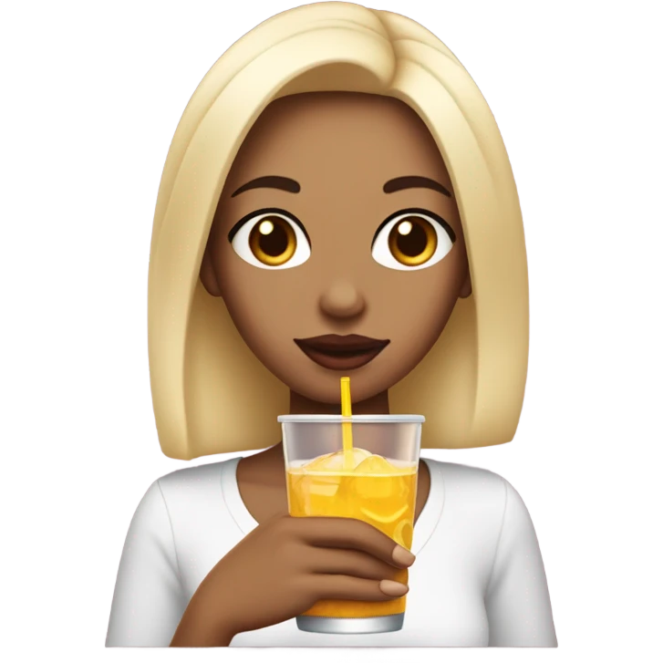 Girl with big lips nails and a drink  emoji