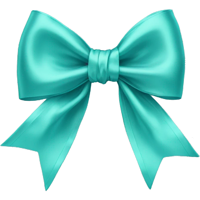 Realistic pastel teal blue silk bow emoji