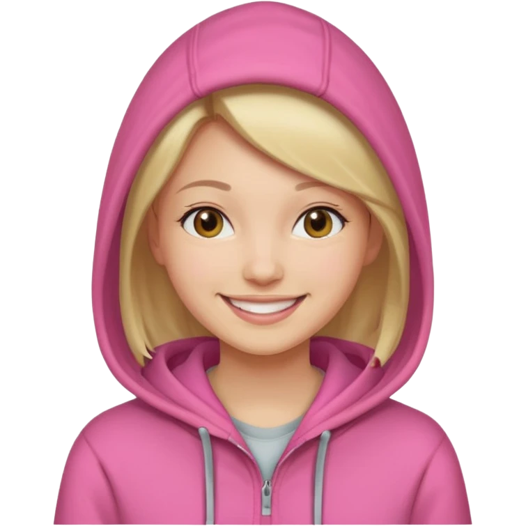 woman wear pink hoodie emoji
