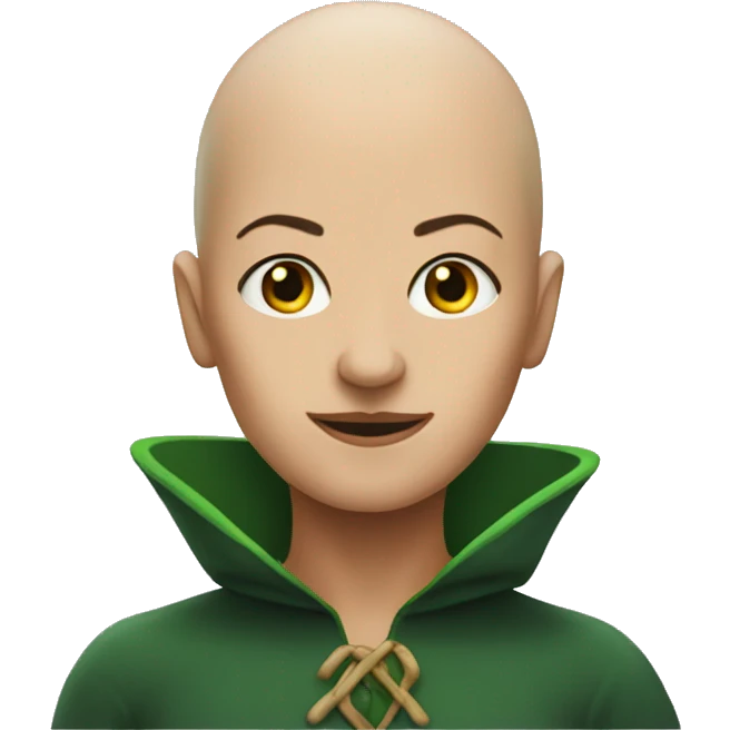 a bald green witch without cap emoji