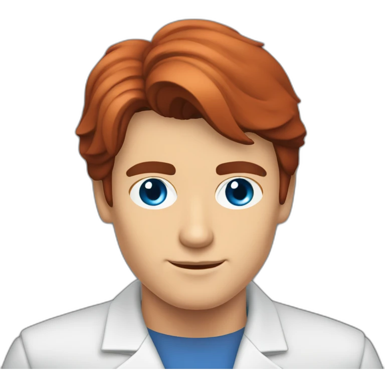 Alain Delon young computer scientist  blue eyes short red hair emoji