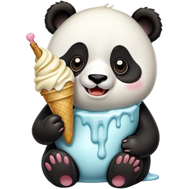 Panda eating ice cream emoji