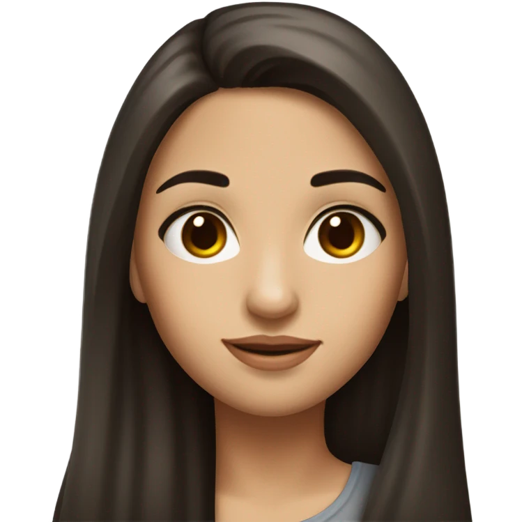 Realistic Beautiful Spanish girl brown eyes straight very long dark brown hair  emoji