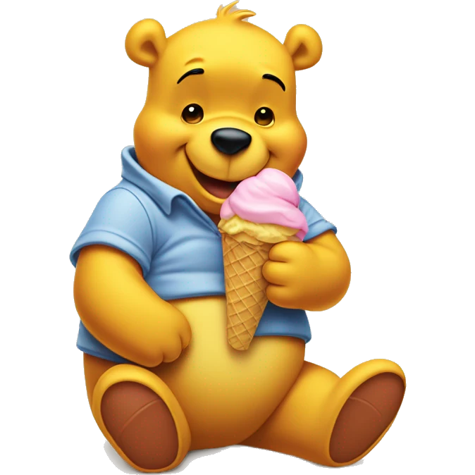 Winnie the pooh eating ice cream emoji
