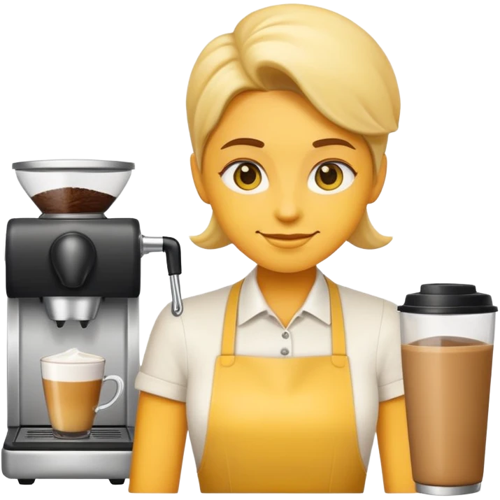 Бариста в стиле желтого эмодзи emoji