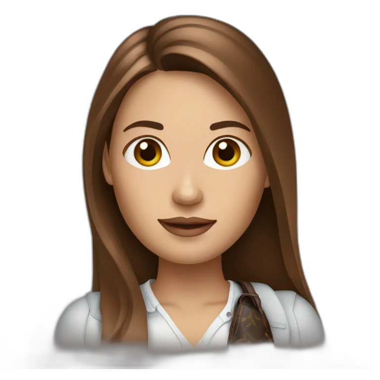 Withe woman with long brown Hair and Vuitton bag emoji