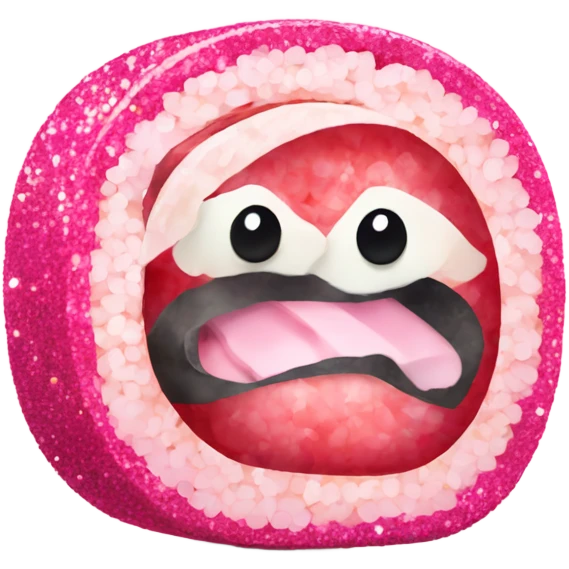 Pink heart shaped sushi roll with glitter  emoji