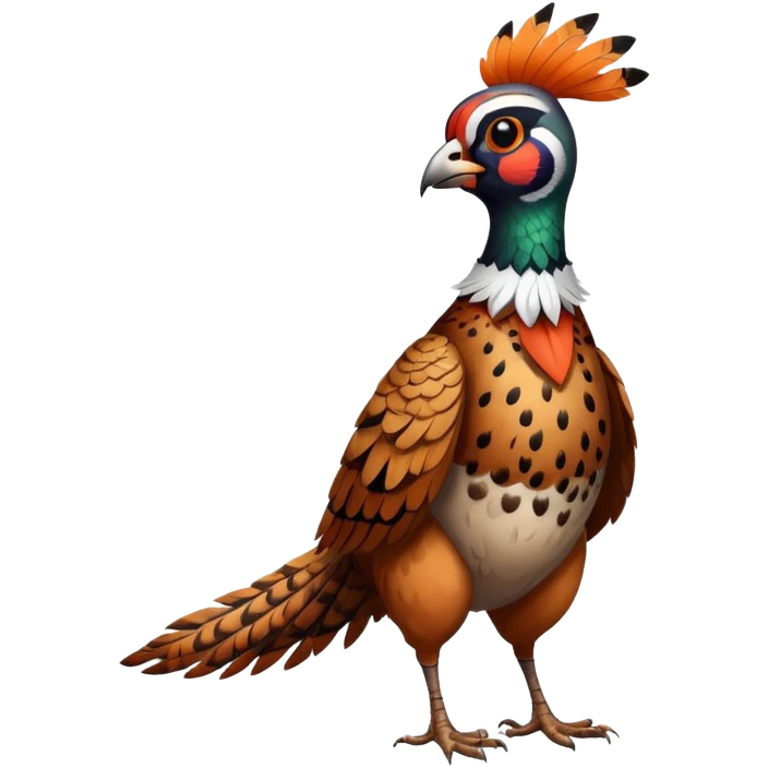 pheasant wearing a cat costume, standing pose emoji