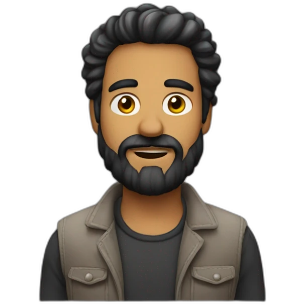 Hombre-con-entradas-y-barba-negra-larga emoji