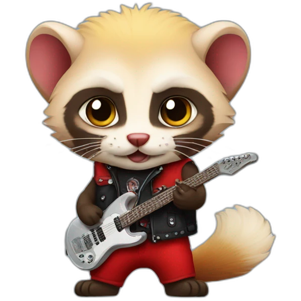 Red ferret wearing heavy metal clothing emoji