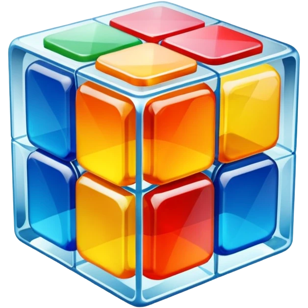 Transparent glass Rubix cube emoji