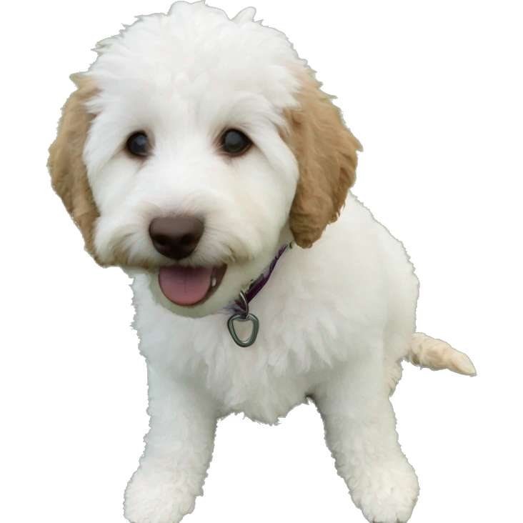 White and brown Mini golden doodle emoji