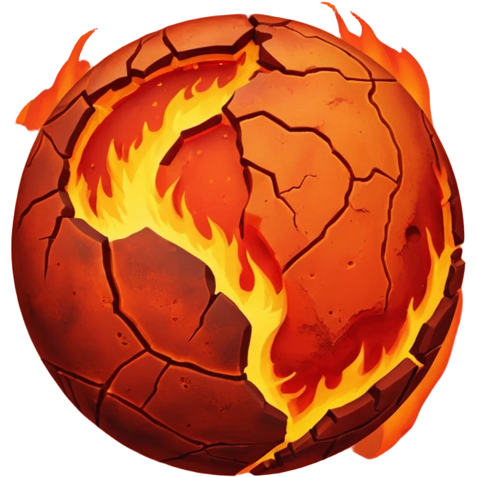 planet mars with fire and lava on it emoji