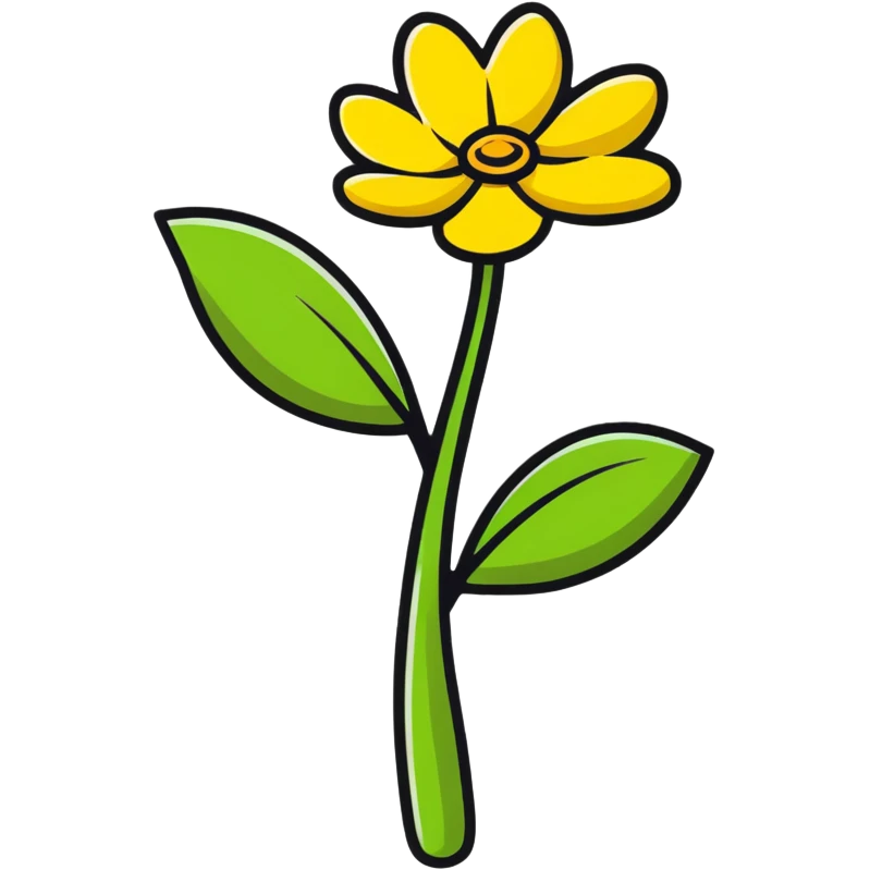 cartoon yellow flower, playful and bright emoji