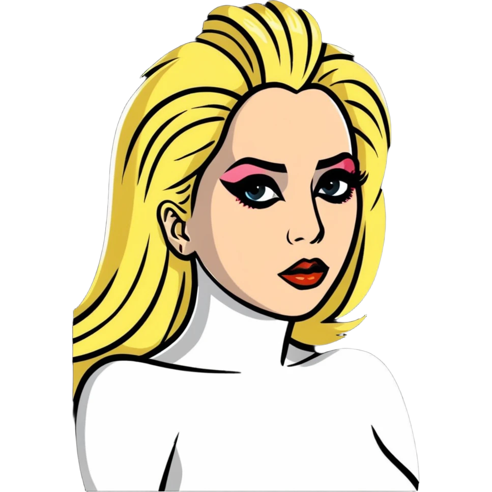 Lady Gaga with dramatic makeup and costume emoji