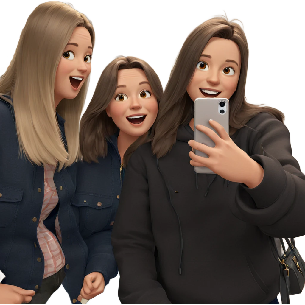 friends enjoying a fun selfie emoji