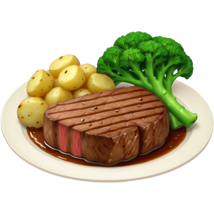 Steak and potatoes with broccoli  emoji