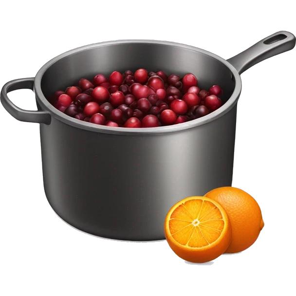 Saucepan with oranges cranberries and cinnamon  emoji