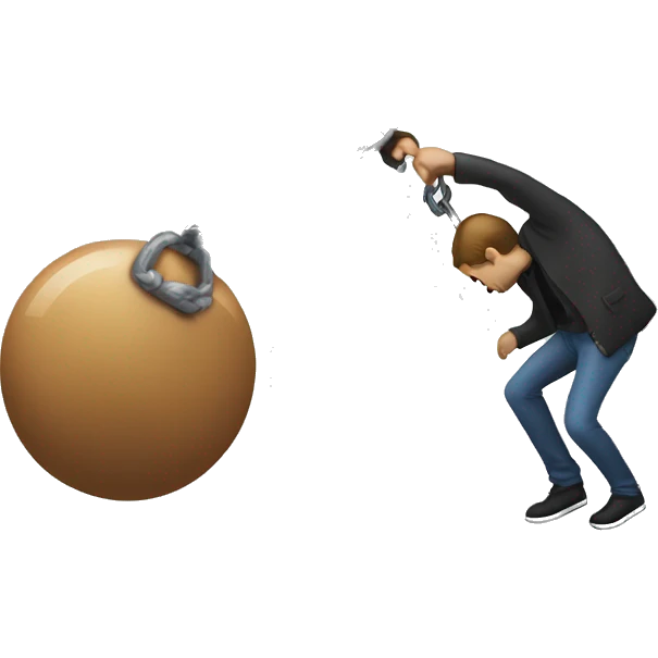 person dragging wrecking ball by a chian emoji