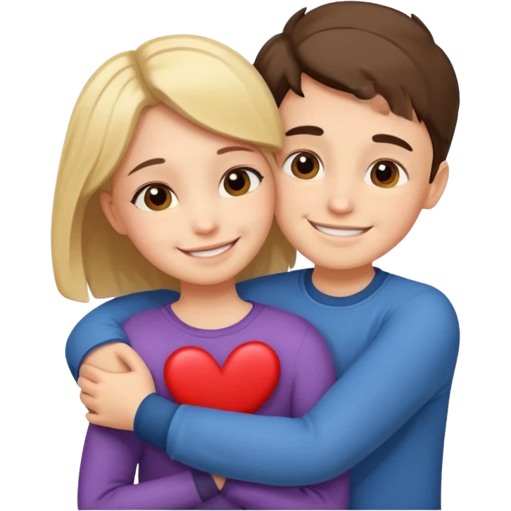 Boy and girl hugging each other in love emoji