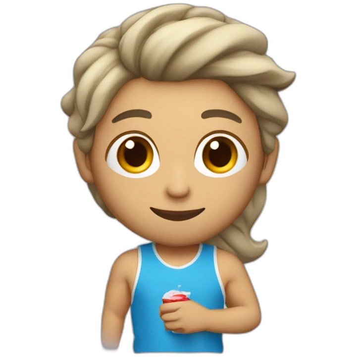 Runner con cola de pelo gris y aros en las orejas emoji