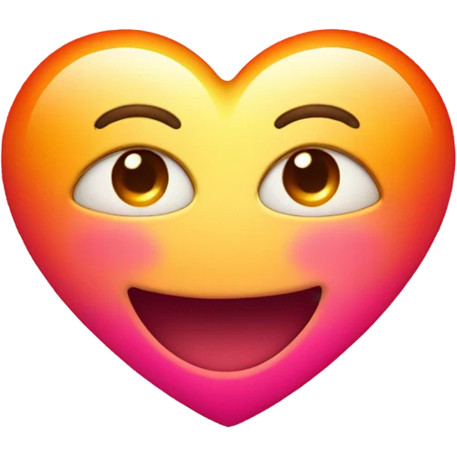 A heart that smiles, surrounded by a beautiful pink, red, and orange glow. emoji