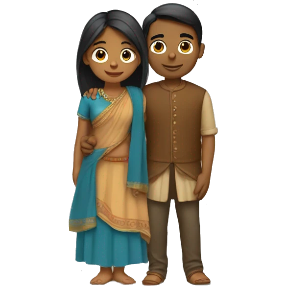 Indian female hugging Indian male modern clothing emoji