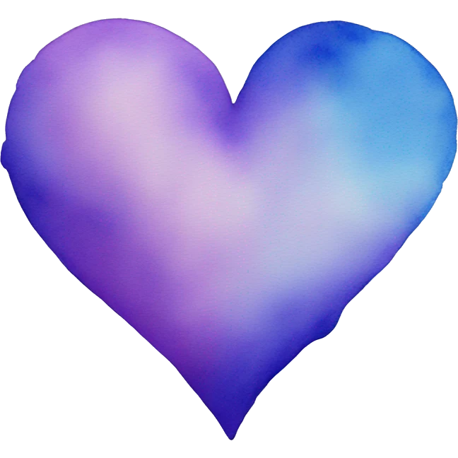 Blue and Purple watercolor heart emoji
