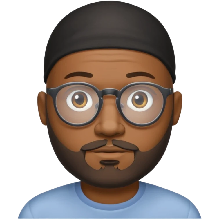 African american male, bald, salt and pepper beard. Round face, glasses emoji