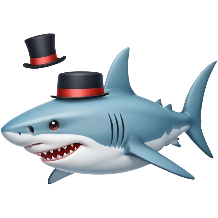 Shark with a top hat emoji