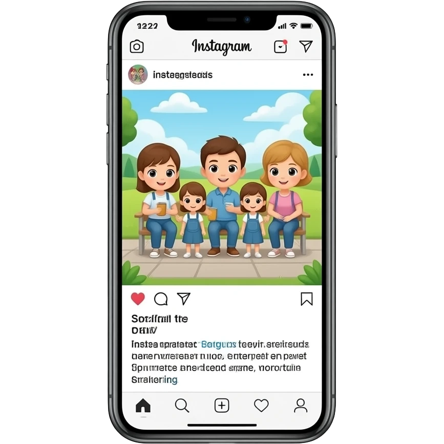 phone with scrolling instagram post emoji