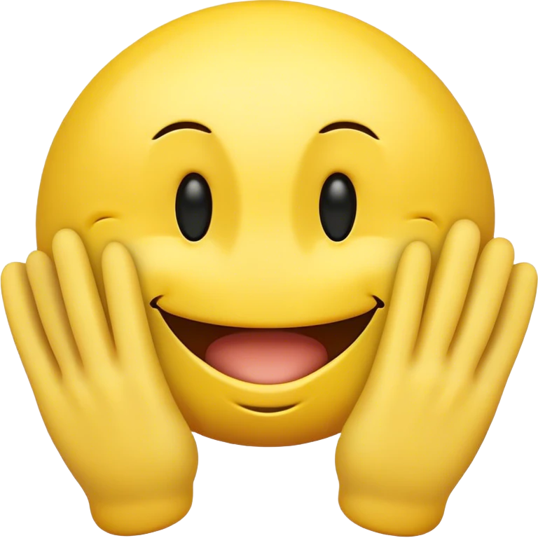 Smiley with no eyes small open mouth with hands emoji