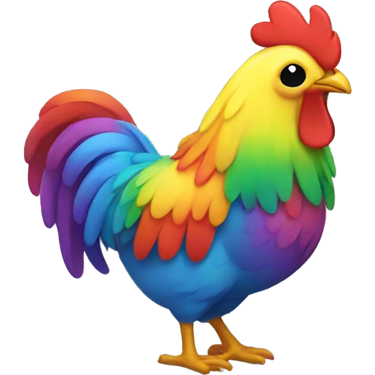 Rainbow chicken emoji