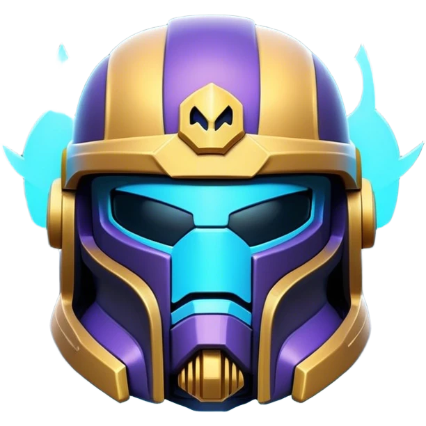 Clash of Clans aesthetic: Cinematic Playful Space Marine Helmet Emoji, rendered in a 3D vector-style similar to standard emojis with minimal shading and bold, simplified shapes. A compact, heroic isometric helmet with futuristic, armored detailing and a glowing visor, softly glowing with a battle-ready cosmic charm. Simplified yet unmistakably iconic, highly detailed and consistent, glowing with a soft radiant shine and high gloss. Stylized with a touch of interstellar valor and a soft glowing outline, capturing the essence of an elite warrior’s helm with a friendly, playful spirit! emoji