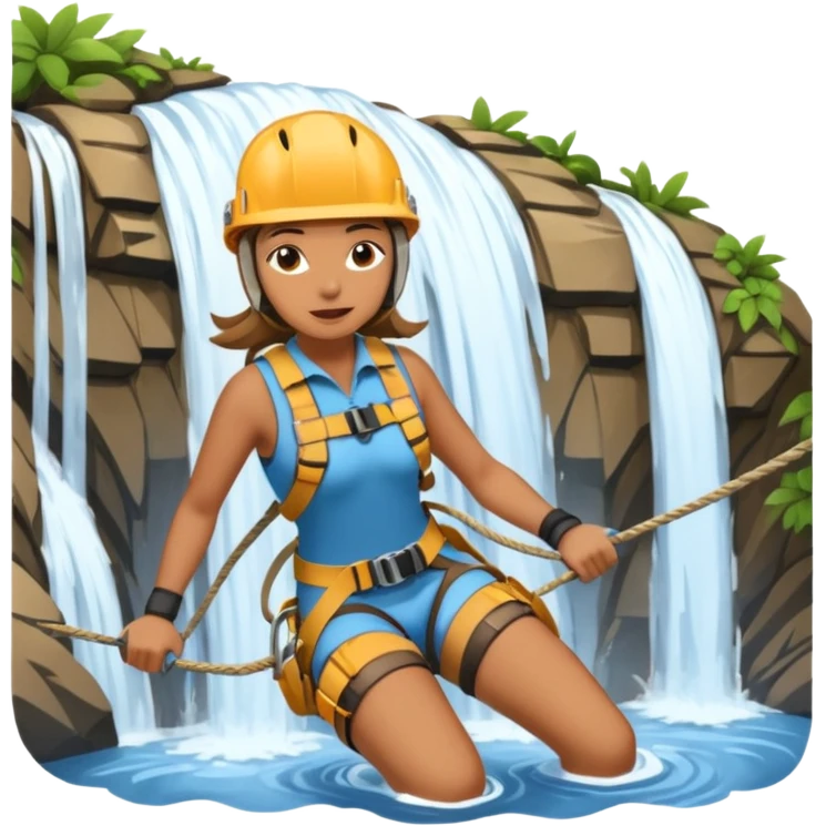 Woman rappelling waterfall emoji