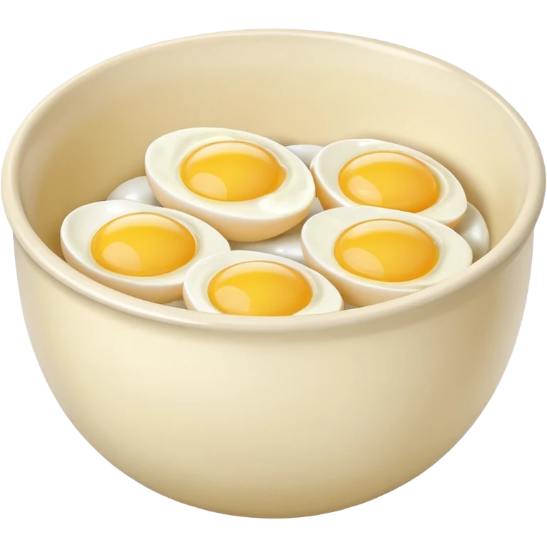 mixing bowl with uncracked eggs and butter emoji