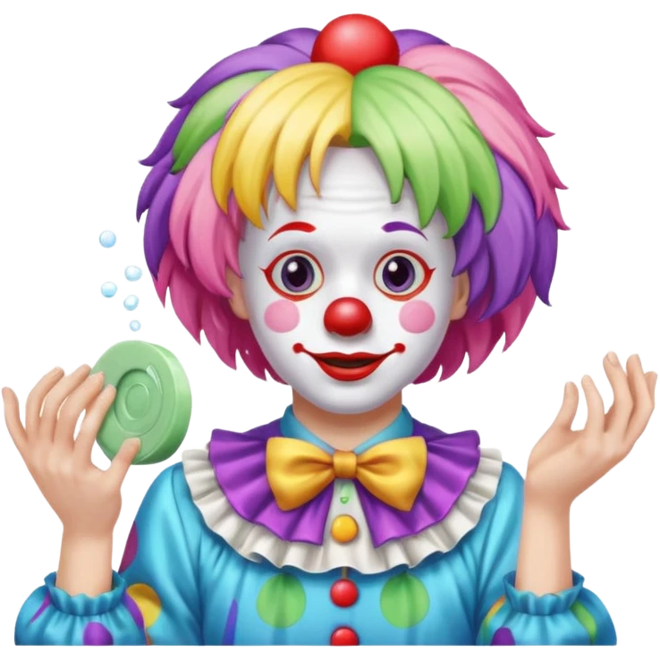 Clown dropping down to pick up soap looking from behind emoji