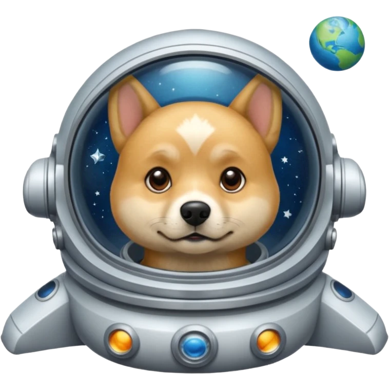 perro rubio sentado de nave espacial emoji