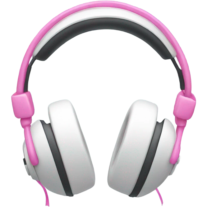 White fuzzy headphones with pink ribbons  emoji