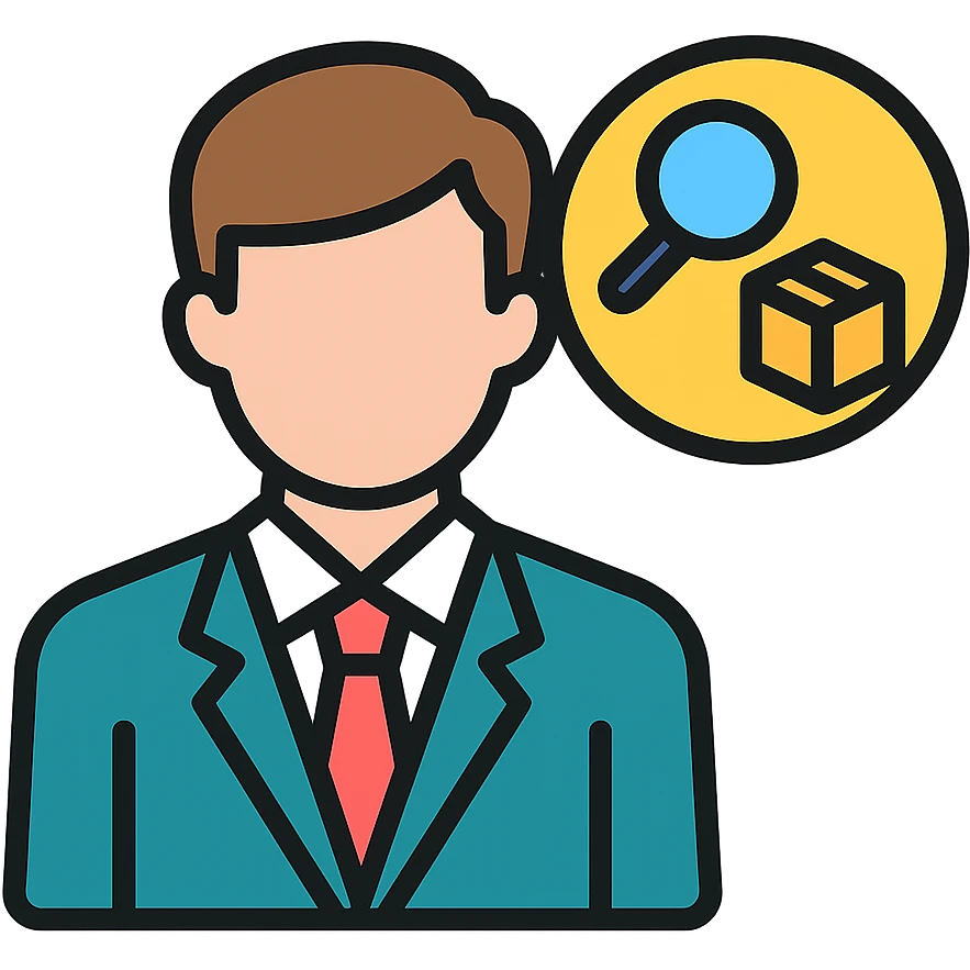 sourcing agent, professional, modern, digital illustration, simple background emoji