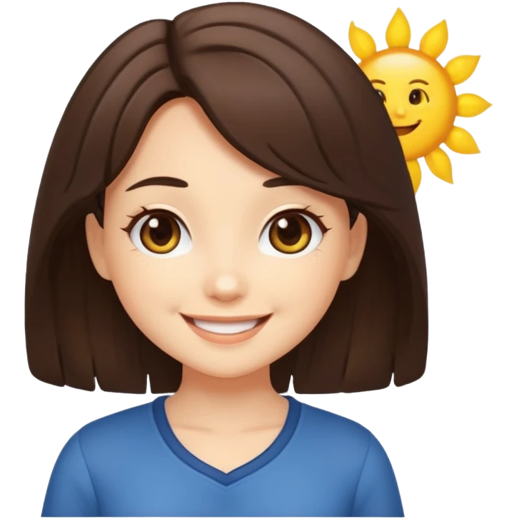 chibi brunette sunshine woman emoji