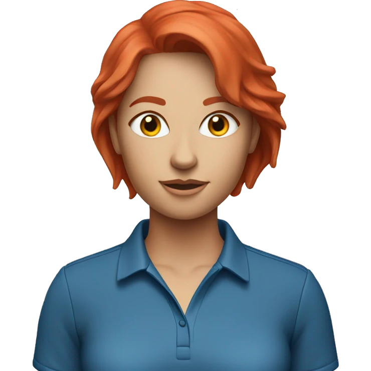 a female golf coach with red hair, blue shirt emoji